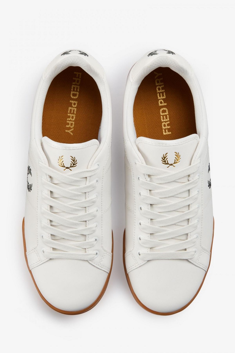 Zapatos Fred Perry B722 Hombre Blancas Verde | QCLUV15288