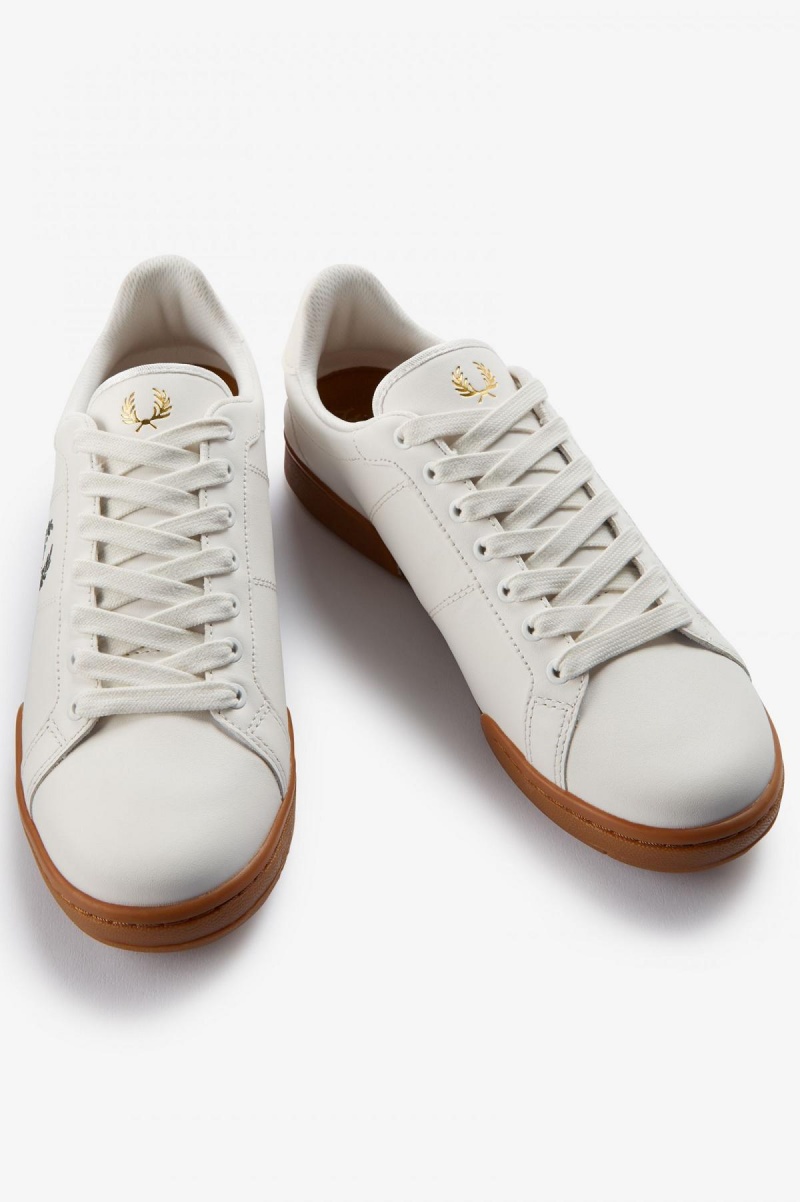 Zapatos Fred Perry B722 Hombre Blancas Verde | QCLUV15288