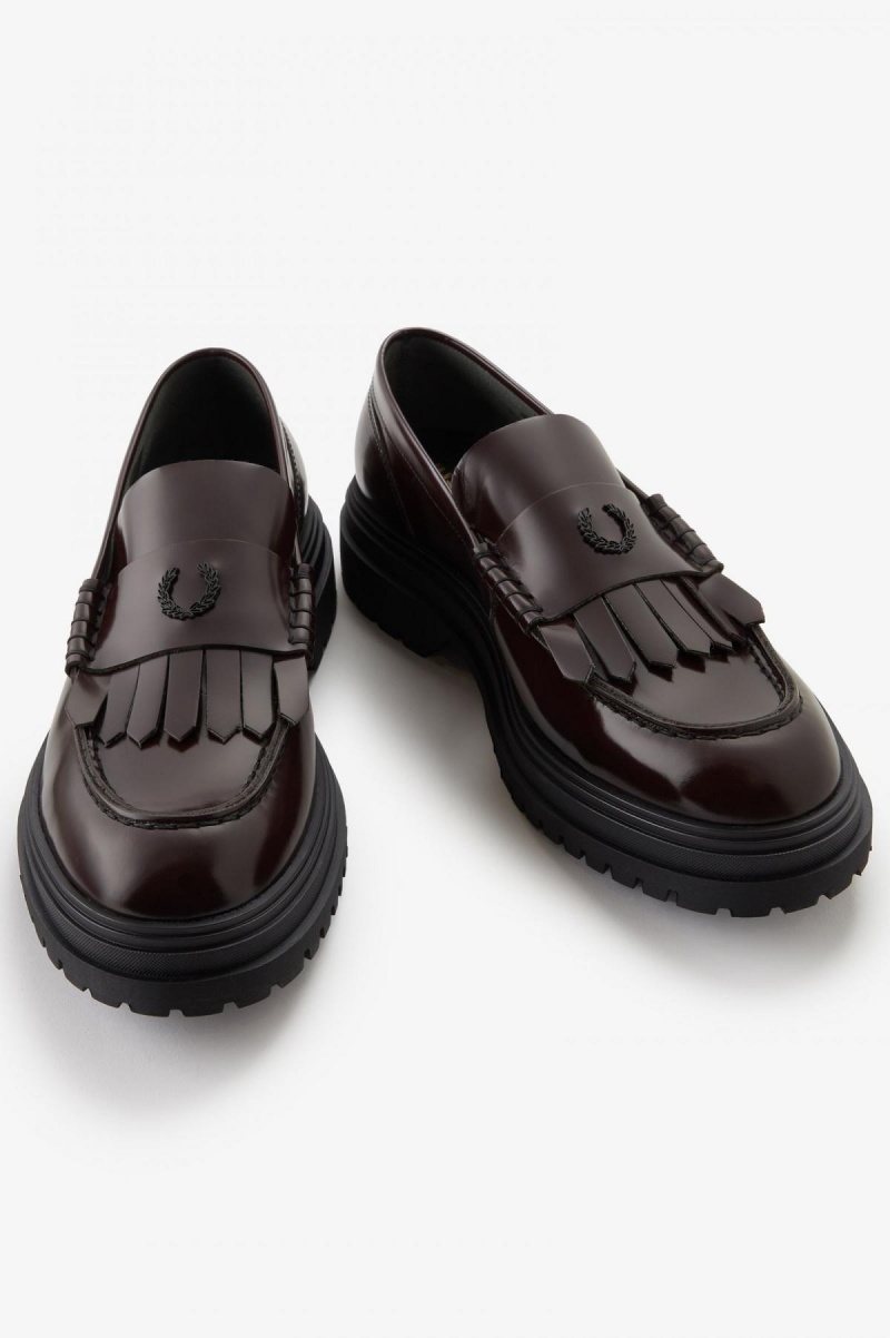 Zapatos Fred Perry Cuero Loafer Hombre Oxblood | CLZDE38277