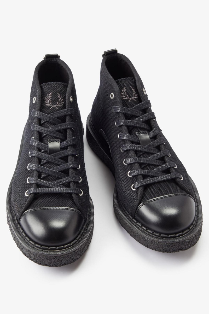 Zapatos Fred Perry Lona Monkey Hombre Negras | CLEAH45916