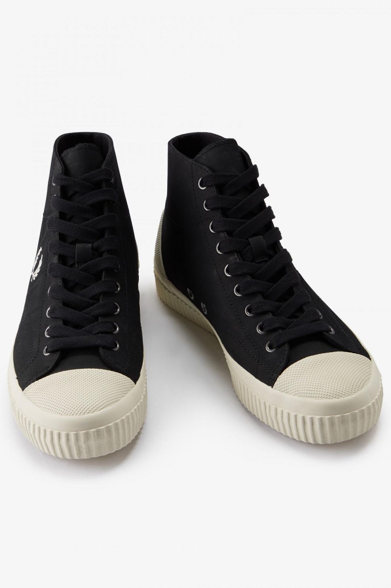 Zapatos Fred Perry Mid Hughes Hombre Negras | DCLKV29147