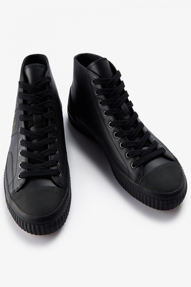 Zapatos Fred Perry Mid Hughes Hombre Negras Verde | BCLSO97145